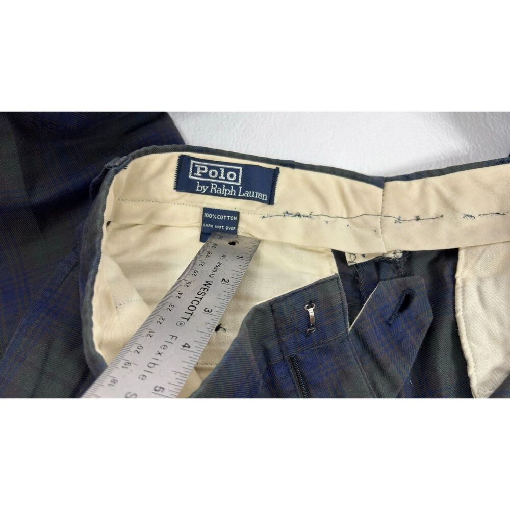 VTG Polo Ralph Lauren Blackwatch Plaid Cinch Waist Pleated Pants Men's 30x30 - Picture 8 of 14